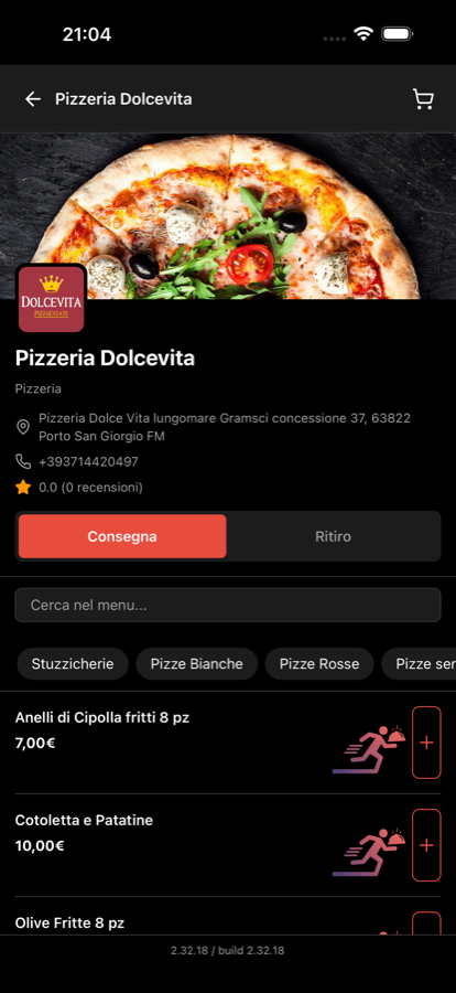 Schermata ristorante Bespoke